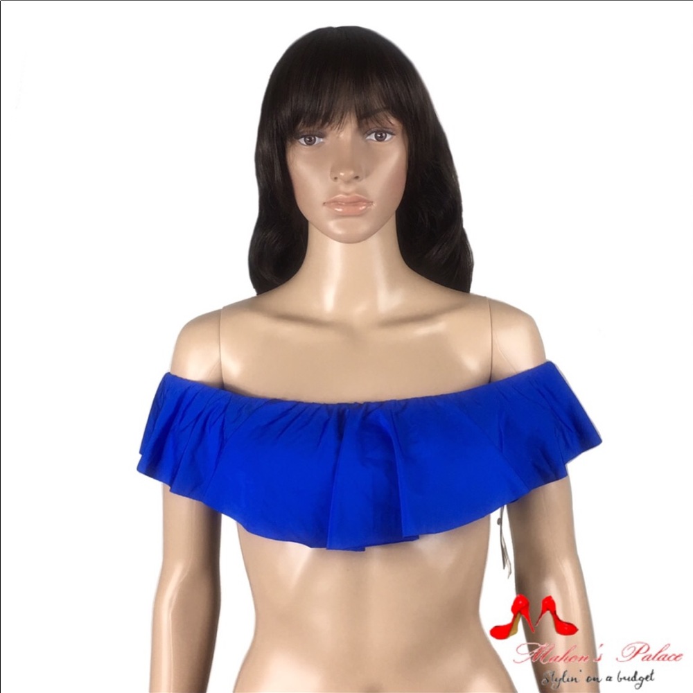 Trina Turk Blue Bandeau Bikini Top